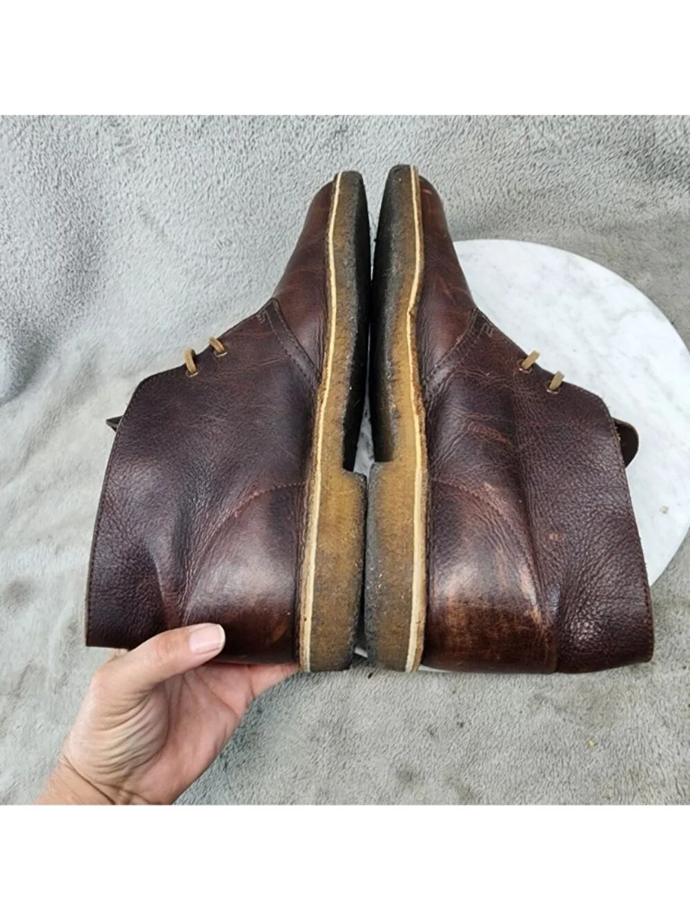 Clarks Shoes Mens Size 9 Brown Leather Originals Crepe Sole Chukka Boots *Read*